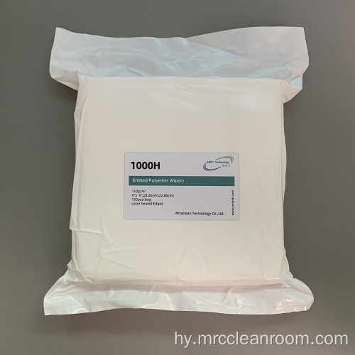 1000H Lint Free Antibacterial Polyester Cleanroom անձեռոցիկներ